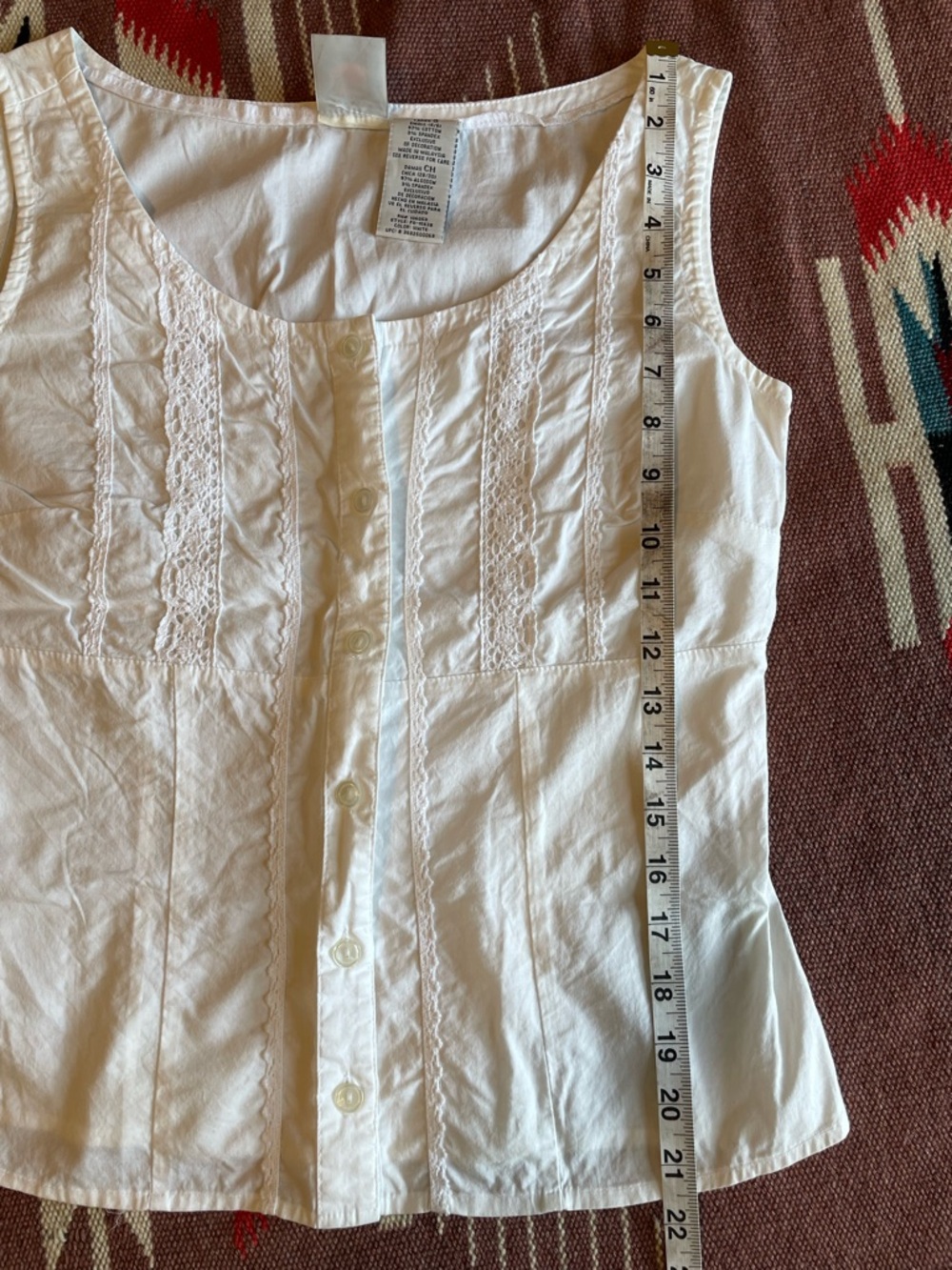 Lacy vintage Faded Glory Stretch white cotton tank blouse - Picture 7 of 7
